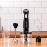 3-in-1 Hand Blender & Electric Chopper – 700ml Beaker, 500ml Bowl, Whisk, 2 Speeds + Pulse, Stainless Steel – Matte Charcoal